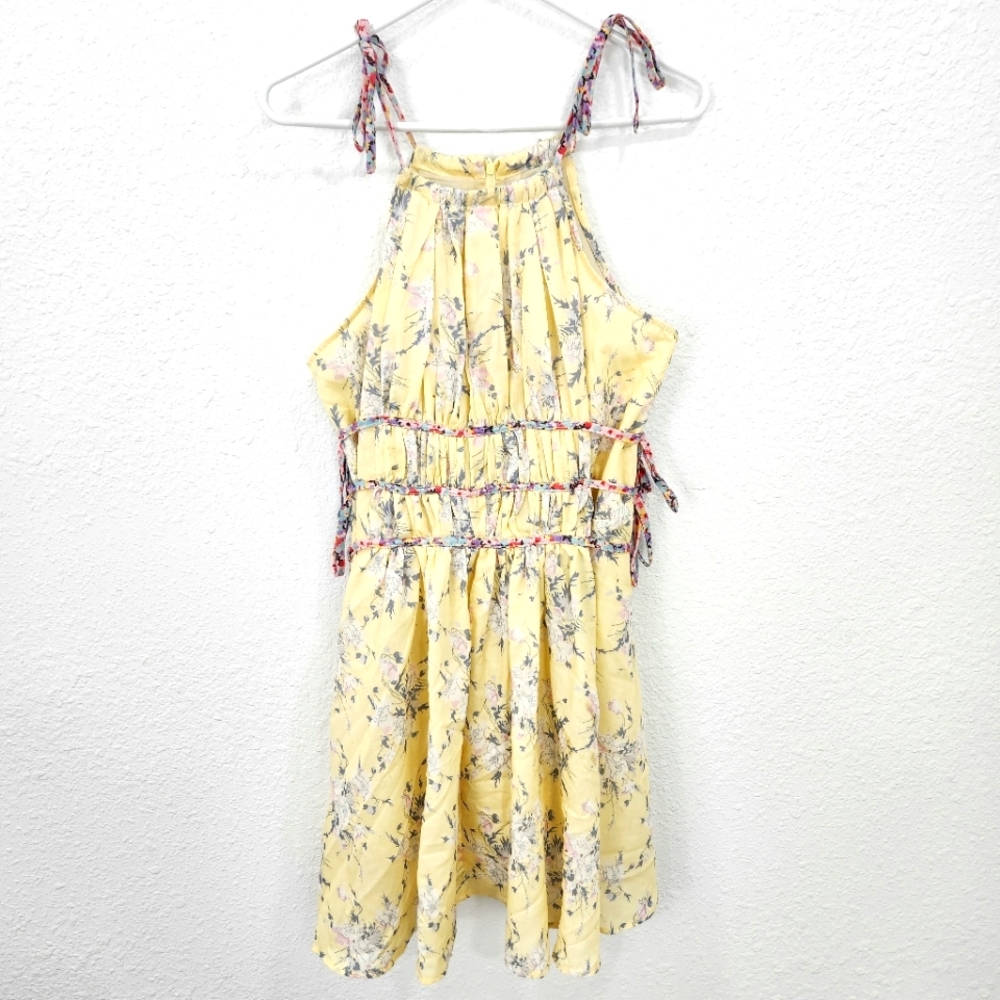 70F/21C | Floral Tie Shoulder Dress Yellow Small